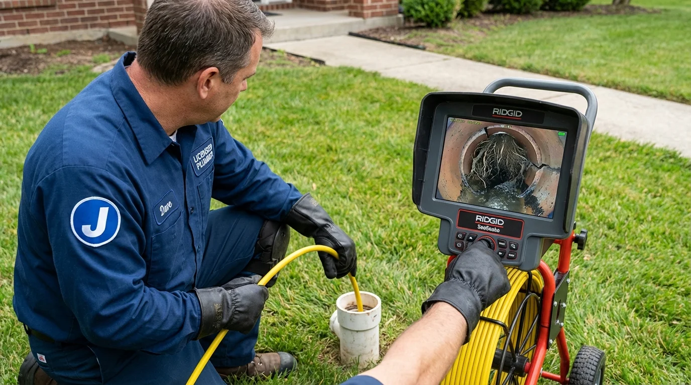 Sewer camera inspection being performed by Johns Plumbing LLC in Avon